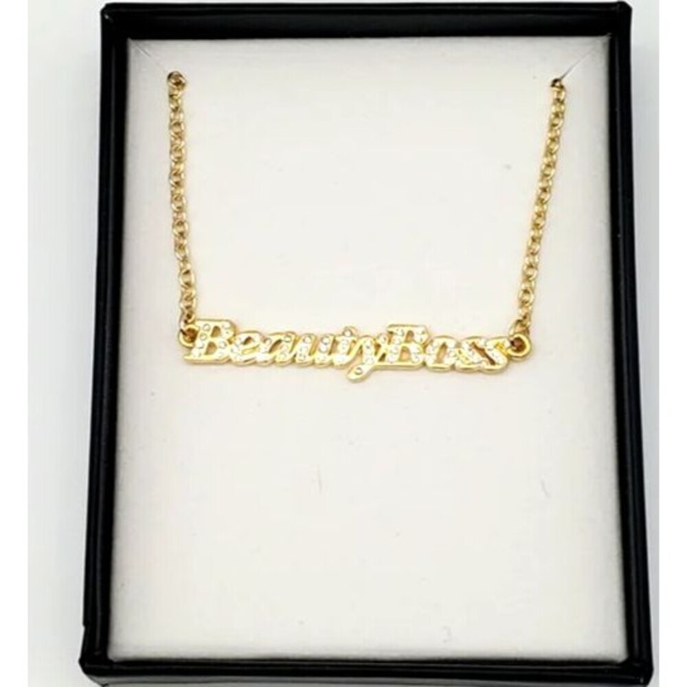 Zagwear Beauty Boss Necklace by Avon 20" Chain with Rhinestone Bar New Boxed